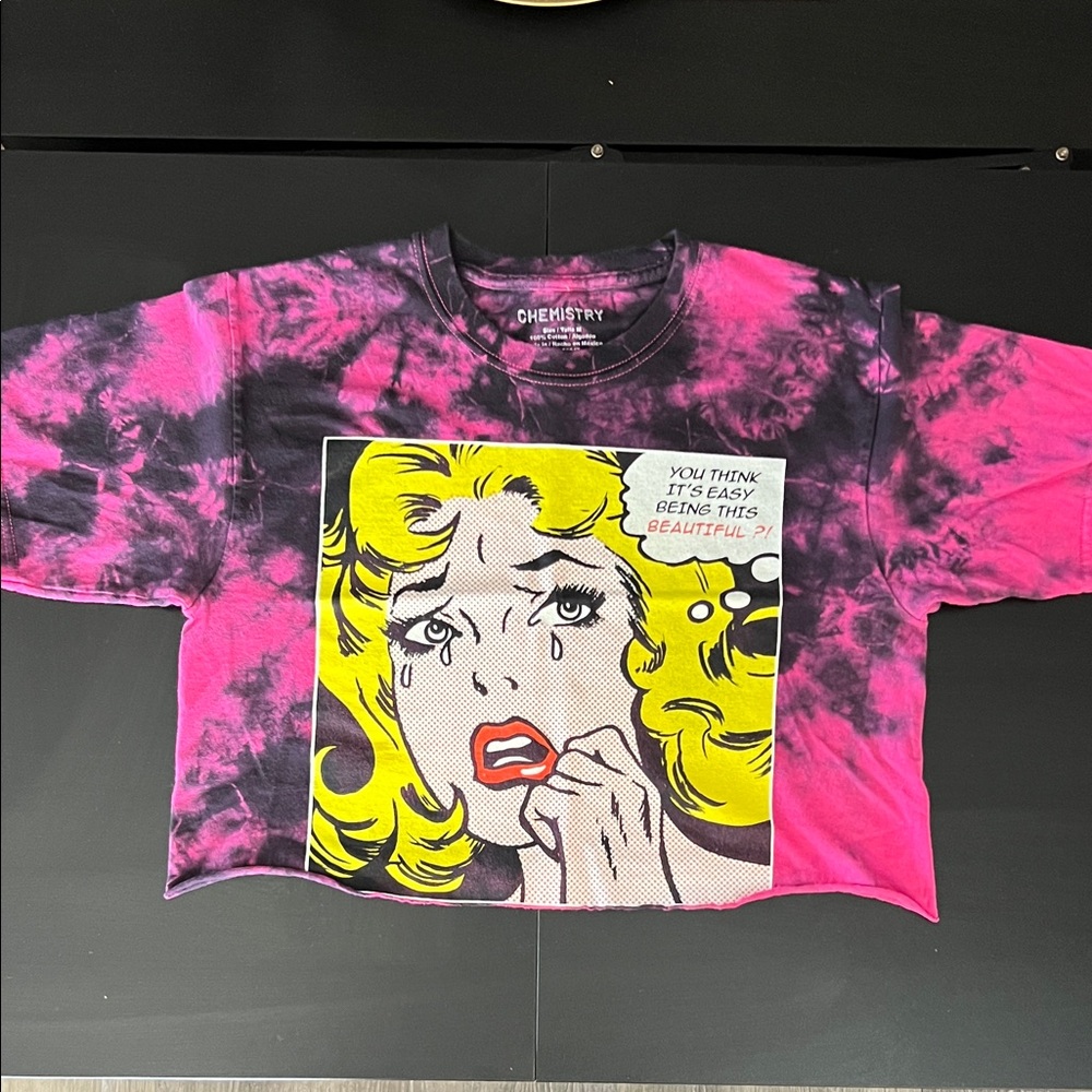 Chemistry Pop Art Pink and Black Crop Top